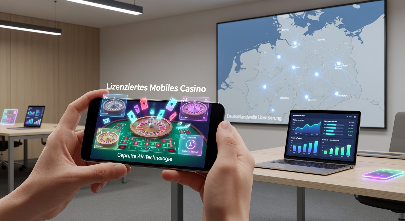 Augmented Reality Overlay Darstellung in einer mobilen Casino App mit virtuellen Elementen auf dem realen Hintergrund