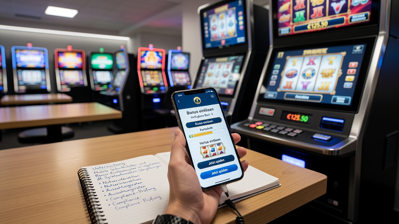 Detailansicht einer mobilen Slot-Oberfläche mit hervorgehobenen Bonus-Elementen und Fortschrittsanzeige